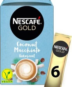 Nescafé Gold Coconut Macchiato Oploskoffie - 6 Doosjes à 6 Zakjes -Koffie Discountwinkel 1005x1200