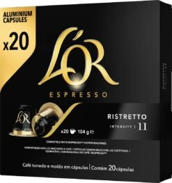 L'OR Espresso Ristretto Koffiecups - Intensiteit 11/12 - 10 X 20 Capsules 25 L'OR Espresso Ristretto Koffiecups - Intensiteit 11/12 - 10 X 20 Capsules -Koffie Discountwinkel 1128x1200