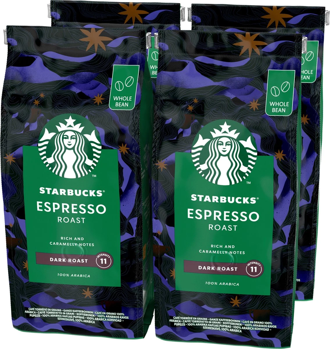 Starbucks Espresso Dark Roast Koffiebonen - 4 Zakken à 450 Gram 1 Starbucks Espresso Dark Roast Koffiebonen - 4 Zakken à 450 Gram