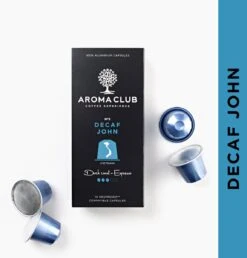 Aroma Club - Nespresso Compatible Capsules (120 St.) - No. 5 Decaf John - Intensiteit 3/5 - Decaf - 100% Aluminium Koffiecups -Koffie Discountwinkel 1149x1200