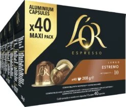 L'OR Lungo Estremo Koffiecups - Intensiteit 10/12 - 4 X 40 Capsules