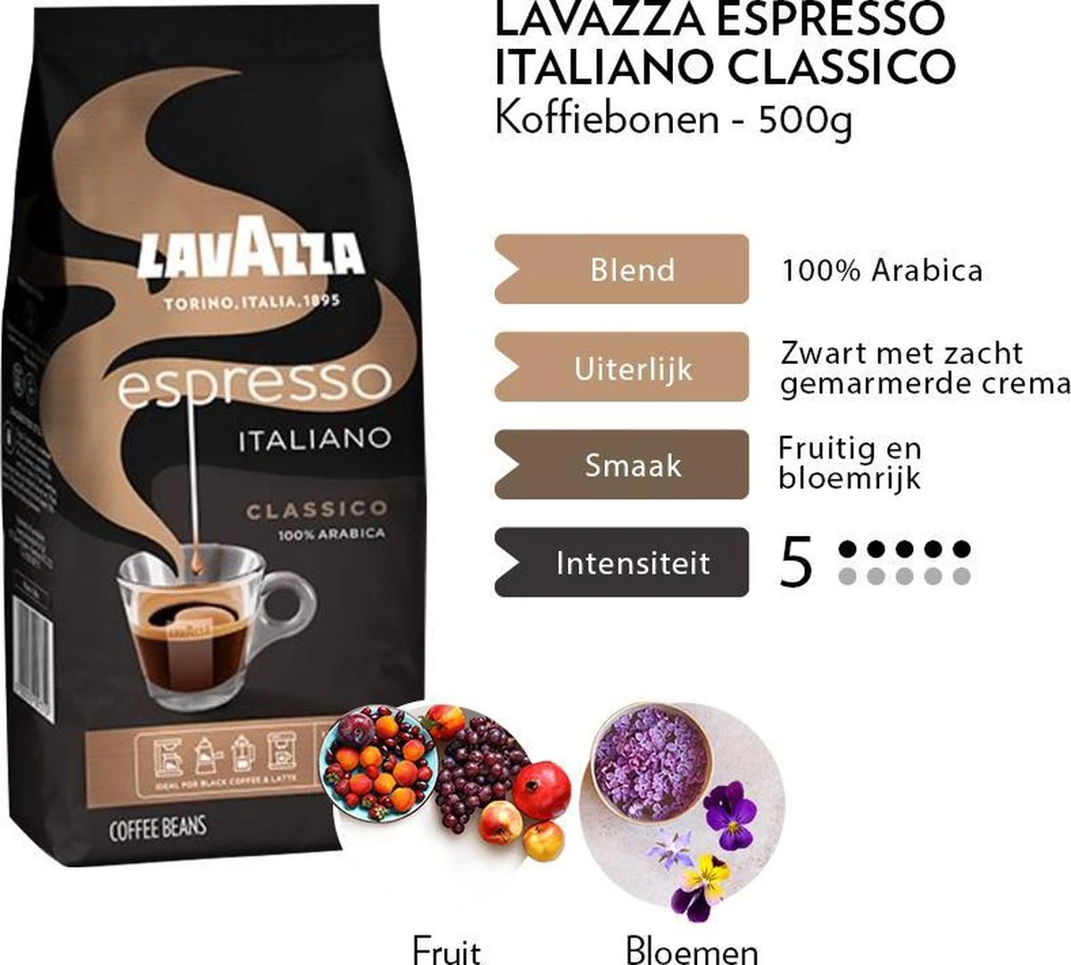 Lavazza Espresso Italiano Classico Koffiebonen - 500 Gram X6 3 Lavazza Espresso Italiano Classico Koffiebonen - 500 Gram X6 - Afbeelding 3