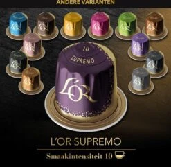L'OR Espresso Supremo Koffiecups - Intensiteit 10/12 - 10 X 10 Capsules -Koffie Discountwinkel 1200x1173 3