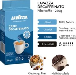 Lavazza Caffe Decaffeinato Filterkoffie - 250 Gram X8 -Koffie Discountwinkel 1200x1177 2