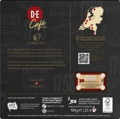 Douwe Egberts D.E Café Espresso Koffiecups - Intensiteit 9/12 - 10 X 20 Capsules -Koffie Discountwinkel 1200x1186 3