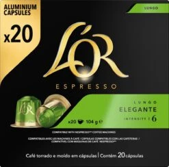 L'OR Lungo Elegante Koffiecups - Intensiteit 6/12 - 10 X 20 Capsules 20 L'OR Lungo Elegante Koffiecups - Intensiteit 6/12 - 10 X 20 Capsules -Koffie Discountwinkel 1200x1187 5
