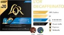 L'OR Espresso Decaffeinato (6) - 10 X 20 Koffiecups -Koffie Discountwinkel 1200x656 2