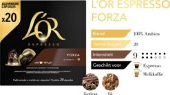 L'OR Espresso Forza Koffiecups - Intensiteit 9/12 - 10 X 20 Capsules -Koffie Discountwinkel 1200x669