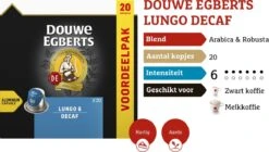 Douwe Egberts Lungo Decaf (6) - 10 X 20 Koffiecups -Koffie Discountwinkel 1200x681