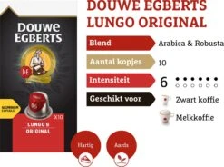 Douwe Egberts Lungo Original Koffiecups - Intensiteit 6/12 - 10 X 10 Capsules 12 Douwe Egberts Lungo Original Koffiecups - Intensiteit 6/12 - 10 X 10 Capsules -Koffie Discountwinkel 1200x895 1