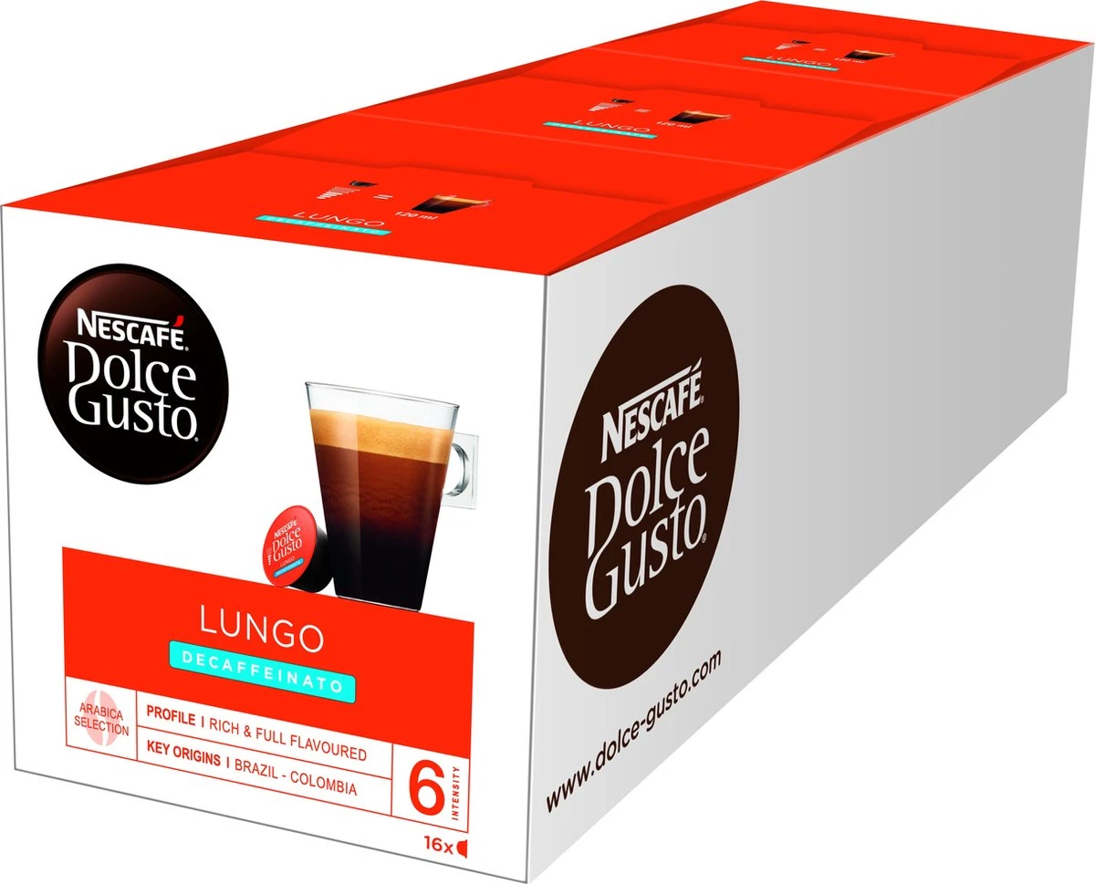 Nescafé Dolce Gusto Lungo Decafé Capsules - 48 Koffiecups 2 Nescafé Dolce Gusto Lungo Decafé Capsules - 48 Koffiecups - Afbeelding 2