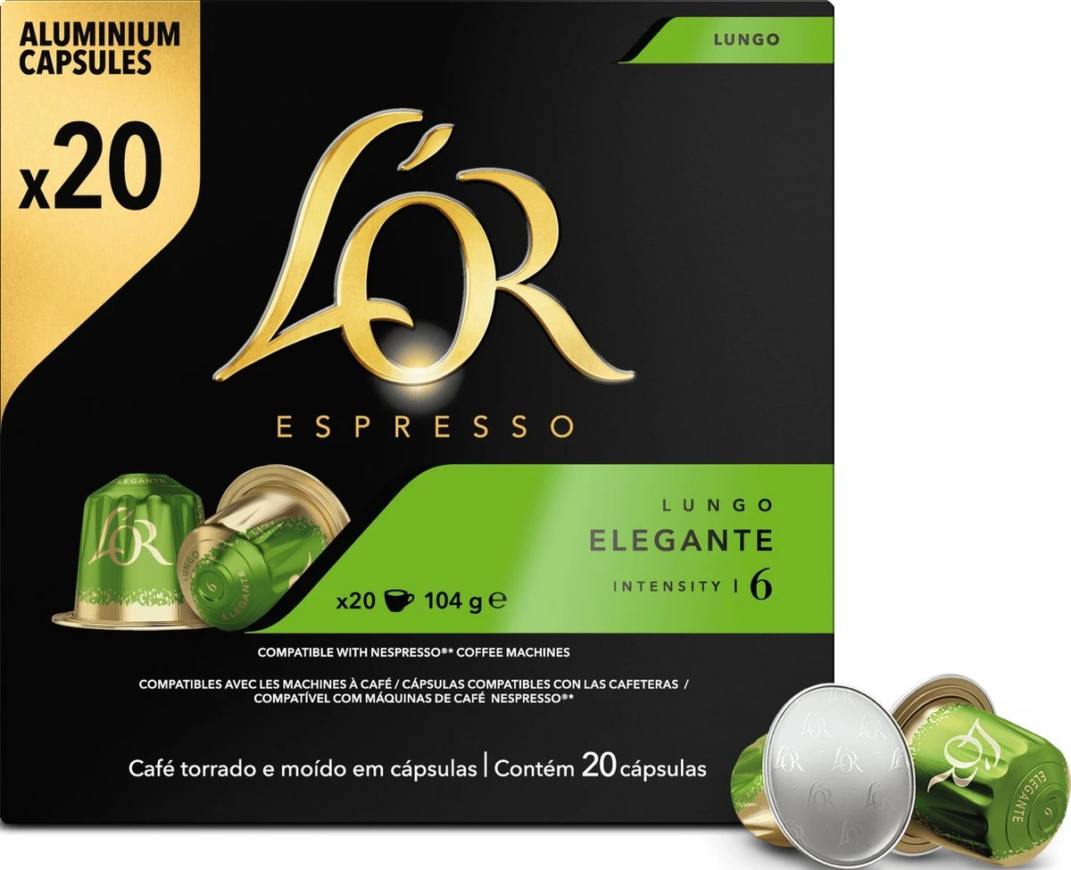 L'OR Lungo Elegante Koffiecups - Intensiteit 6/12 - 10 X 20 Capsules 4 L'OR Lungo Elegante Koffiecups - Intensiteit 6/12 - 10 X 20 Capsules - Afbeelding 4
