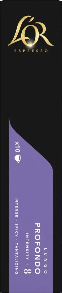 L'OR Lungo Profondo Koffiecups - Intensiteit 8/12 - 10 X 10 Capsules -Koffie Discountwinkel 255x1200 13
