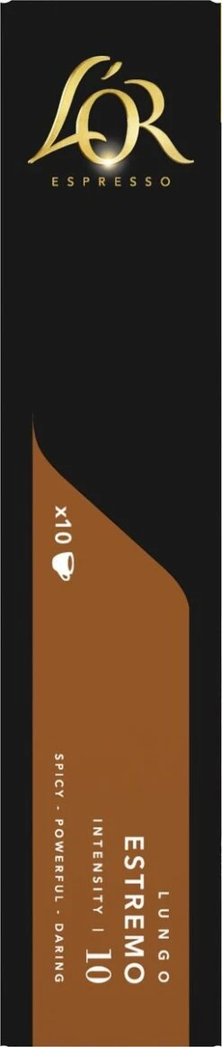 L'OR Lungo Estremo Koffiecups - Intensiteit 10/12 - 10 X 10 Capsules -Koffie Discountwinkel 255x1200 3