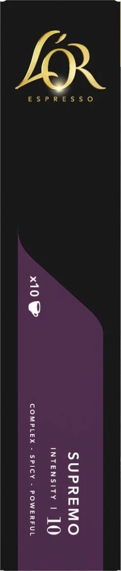 L'OR Espresso Supremo Koffiecups - Intensiteit 10/12 - 10 X 10 Capsules -Koffie Discountwinkel 255x1200 5