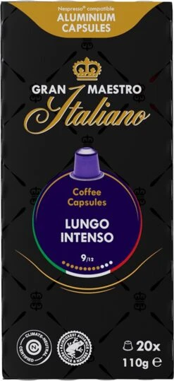 Gran Maestro Italiano - Lungo Intenso - Koffiecups - Nespresso Compatibel Capsules - Krachtige Smaak - 6 X 20 Cups 10 Gran Maestro Italiano - Lungo Intenso - Koffiecups - Nespresso Compatibel Capsules - Krachtige Smaak - 6 X 20 Cups -Koffie Discountwinkel 550x1200 2