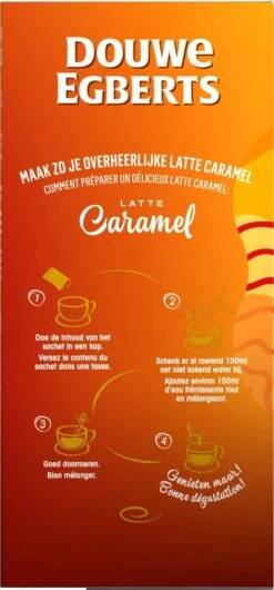 Douwe Egberts Verwenkoffie Latte Caramel Oploskoffie - 5 X 8 Zakjes -Koffie Discountwinkel 559x1200 2