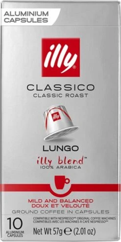 Illy Lungo Classico Koffiecups - Intensiteit 5/9 - 10 X 10 Capsules -Koffie Discountwinkel 601x1200