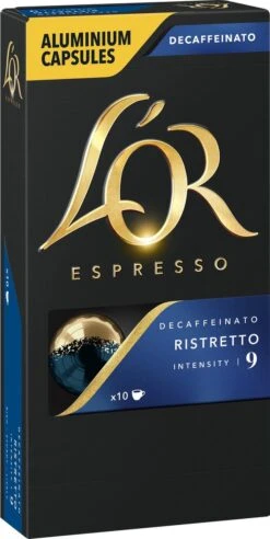 L'OR Espresso Ristretto Decaffeinato - Intensiteit 9/12 - 10 X 10 Capsules 20 L'OR Espresso Ristretto Decaffeinato - Intensiteit 9/12 - 10 X 10 Capsules -Koffie Discountwinkel 603x1200