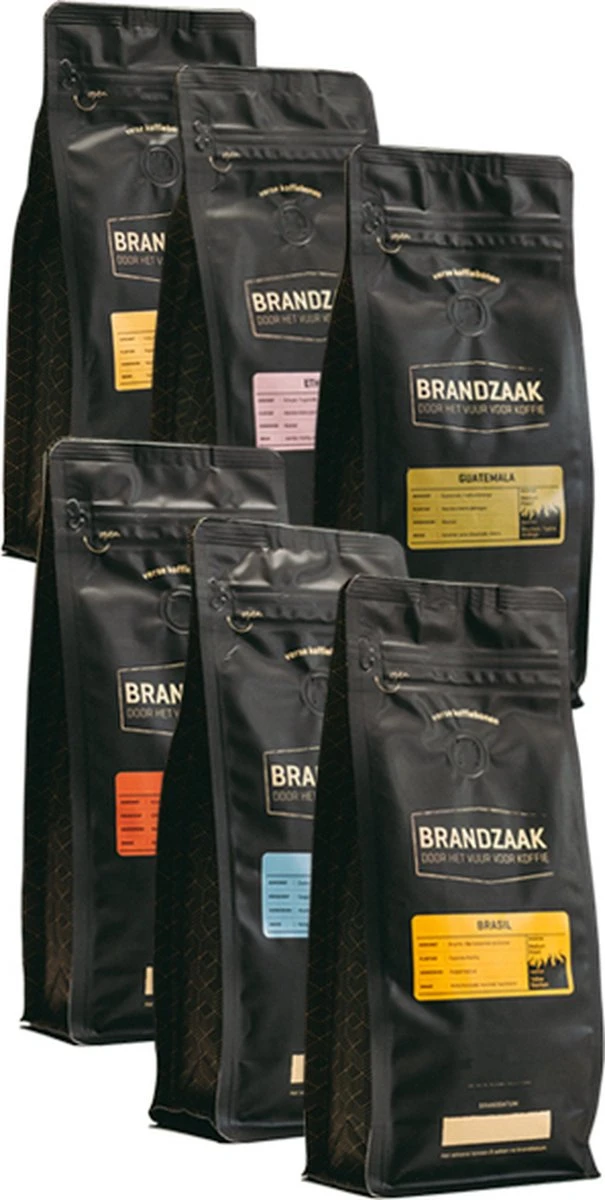Brandzaak Verse Koffiebonen Proefpakket 6 X 250 Gram 1 Brandzaak Verse Koffiebonen Proefpakket 6 X 250 Gram