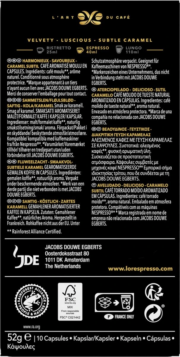 L'OR Espresso Caramel Koffiecups - 10 X 10 Capsules 2 L'OR Espresso Caramel Koffiecups - 10 X 10 Capsules - Afbeelding 2
