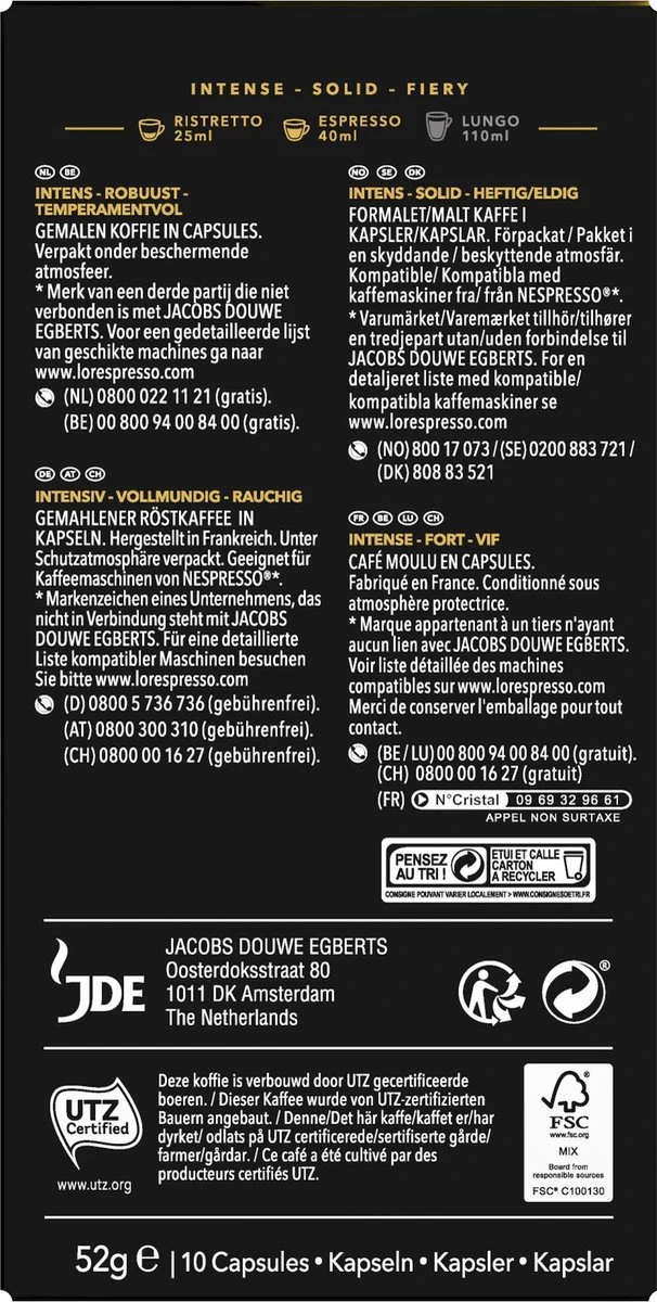 L'OR Espresso Forza Koffiecups - Intensiteit 9/12 - 10 X 10 Capsules 3 L'OR Espresso Forza Koffiecups - Intensiteit 9/12 - 10 X 10 Capsules - Afbeelding 3