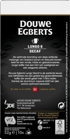 Douwe Egberts Lungo Decaf Koffiecups - Intensiteit 6/12 - 10 X 10 Capsules -Koffie Discountwinkel 607x1200 3