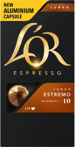 L'OR Lungo Estremo Koffiecups - Intensiteit 10/12 - 10 X 10 Capsules -Koffie Discountwinkel 612x1200