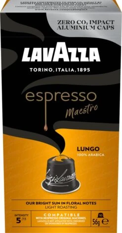 Lavazza Espresso Lungo - Aluminium Nespresso Capsules - 10 Stuks -Koffie Discountwinkel 627x1200