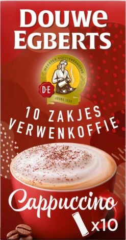 Douwe Egberts Verwenkoffie Cappuccino Oploskoffie - 5 X 10 Zakjes -Koffie Discountwinkel 630x1200 1