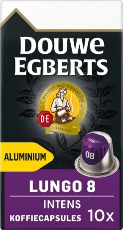 Douwe Egberts Lungo Intens Koffiecups - Intensiteit 8/12 - 10 X 10 Capsules -Koffie Discountwinkel 643x1200