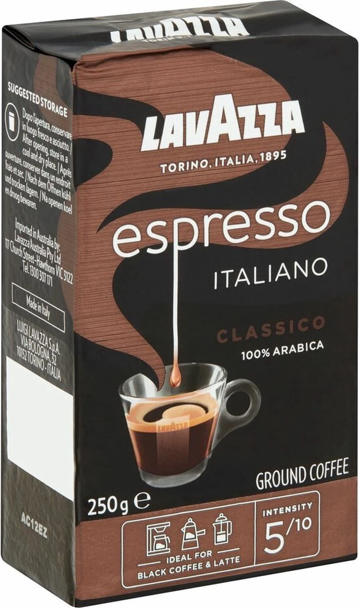 Lavazza Espresso Italiano Classico Gemalen / Filterkoffie - 8 X 250 Gram 1 Lavazza Espresso Italiano Classico Gemalen / Filterkoffie - 8 X 250 Gram