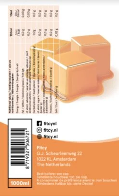 Fitcy | Koffiesiroop | Karamel | Barista Syrup | Zero | Vegan | Vetvrij | Suikervrij | Keto-vriendelijk | Koffie | Siroop| MET DOSEERPOMP | 1L -Koffie Discountwinkel 732x1200 1