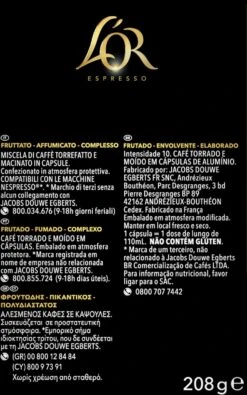 L'OR Lungo Estremo Koffiecups - Intensiteit 10/12 - 4 X 40 Capsules -Koffie Discountwinkel 750x1200