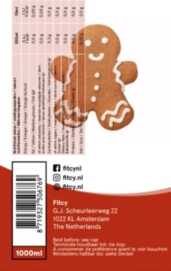 Fitcy | Koffiesiroop | Gingerbread | Barista Syrup | Zero | Vegan | Vetvrij | Suikervrij | Keto-vriendelijk | Koffie | Siroop | MET DOSEERPOMP | 1L -Koffie Discountwinkel 759x1200