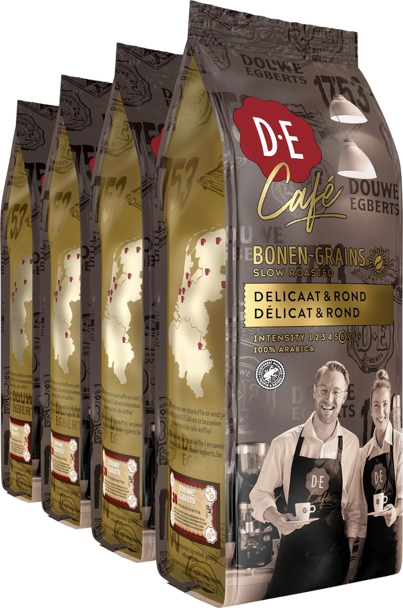 Douwe Egberts D.E Café Delicaat Rond Koffiebonen - Intensiteit 5/9 - 4 X 500 Gram 1 Douwe Egberts D.E Café Delicaat Rond Koffiebonen - Intensiteit 5/9 - 4 X 500 Gram