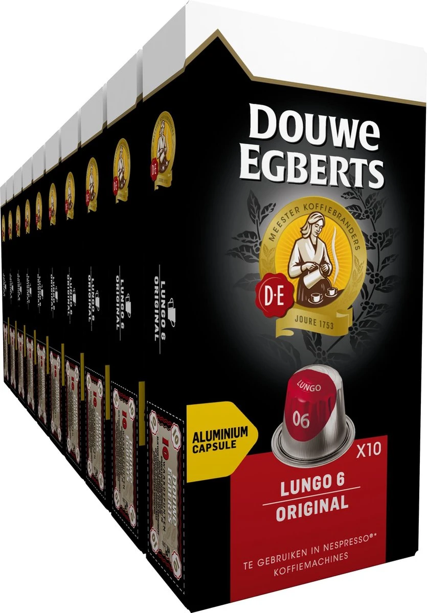 Douwe Egberts Lungo Original Koffiecups - Intensiteit 6/12 - 10 X 10 Capsules 1 Douwe Egberts Lungo Original Koffiecups - Intensiteit 6/12 - 10 X 10 Capsules
