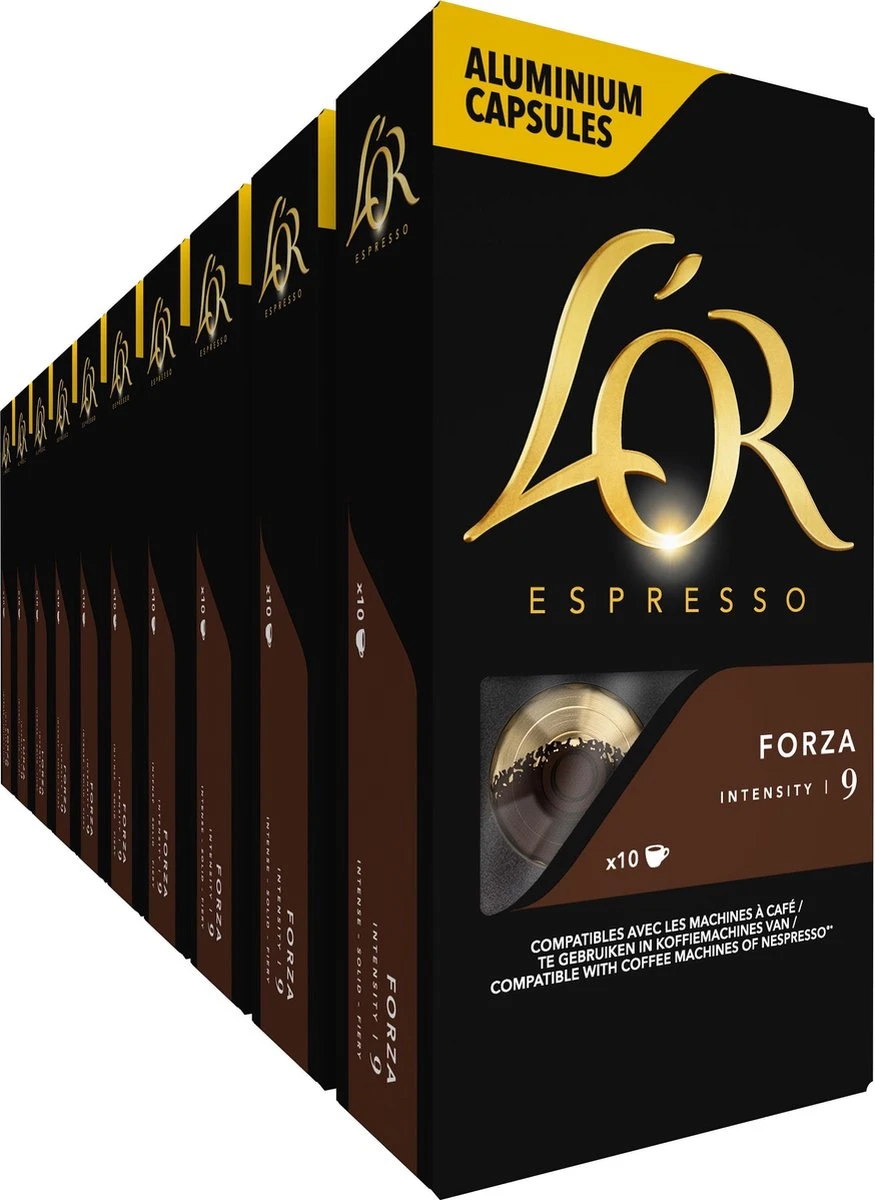 L'OR Espresso Forza Koffiecups - Intensiteit 9/12 - 10 X 10 Capsules 1 L'OR Espresso Forza Koffiecups - Intensiteit 9/12 - 10 X 10 Capsules