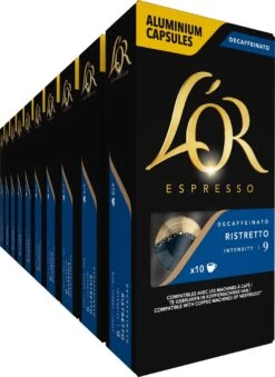 L'OR Espresso Ristretto Decaffeinato - Intensiteit 9/12 - 10 X 10 Capsules