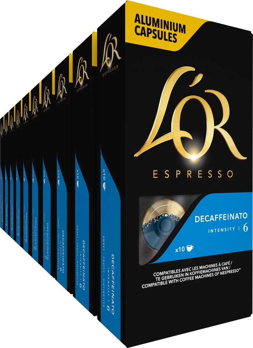 L'OR Espresso Decaffeinato Koffiecups - Intensiteit 6/12 - 10 X 10 Capsules 1 L'OR Espresso Decaffeinato Koffiecups - Intensiteit 6/12 - 10 X 10 Capsules