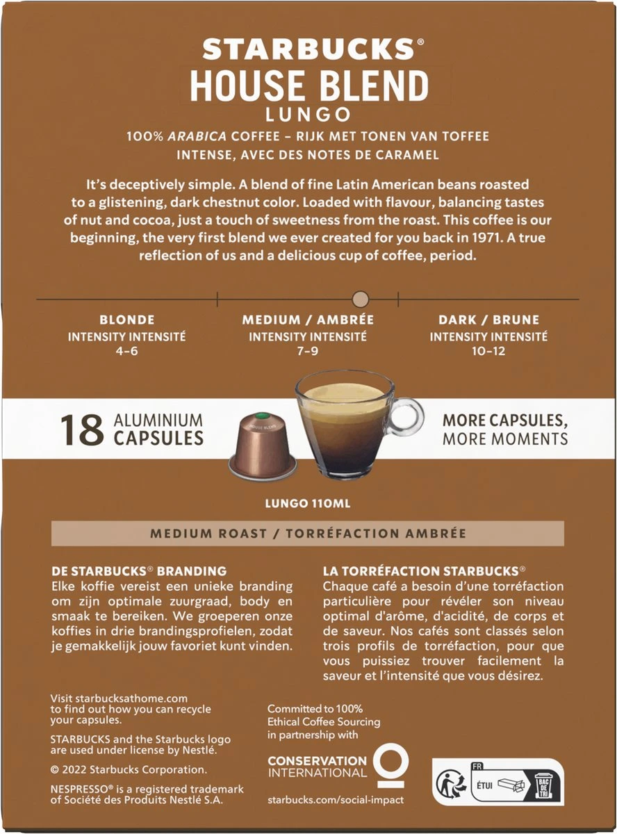Starbucks By Nespresso Capsules Medium House Blend - 7 Doosjes à 18 Koffiecups 2 Starbucks By Nespresso Capsules Medium House Blend - 7 Doosjes à 18 Koffiecups - Afbeelding 2