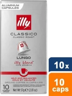 Illy Lungo Classico Koffiecups - Intensiteit 5/9 - 10 X 10 Capsules -Koffie Discountwinkel 904x1200