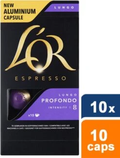 L'OR Lungo Profondo Koffiecups - Intensiteit 8/12 - 10 X 10 Capsules -Koffie Discountwinkel 909x1200 1