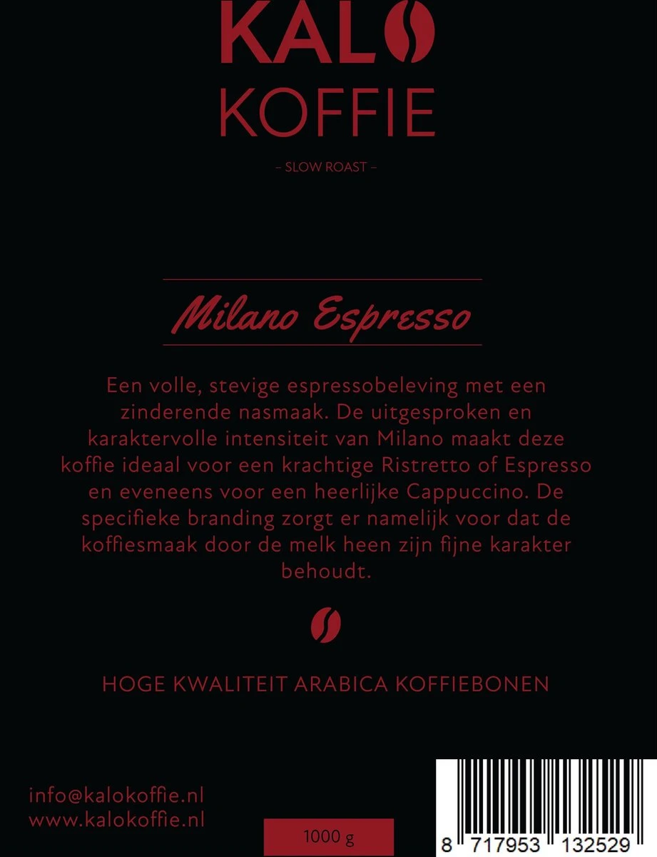 Kalo Koffie - 100% Arabica Koffiebonen - Milano Espresso - 1kg - Exclusieve Koffie 5 Kalo Koffie - 100% Arabica Koffiebonen - Milano Espresso - 1kg - Exclusieve Koffie - Afbeelding 5