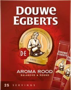 Douwe Egberts Aroma Rood Sticks Oploskoffie - 6 X 25 Zakjes -Koffie Discountwinkel 954x1200 1